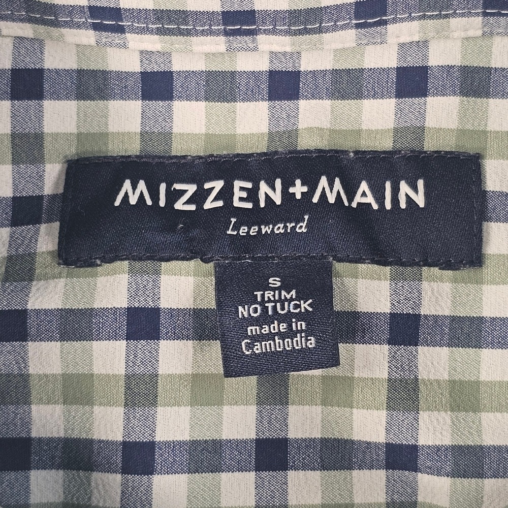 Mizzen+Main Leeward Trim Fit No Tuck Shirt Mens Small Gingham 1WS-0887 - Picture 6 of 10